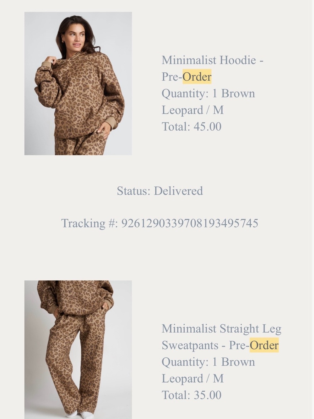 Brown Leopard sweat set - Minimalist Hoodie & Sweatpants